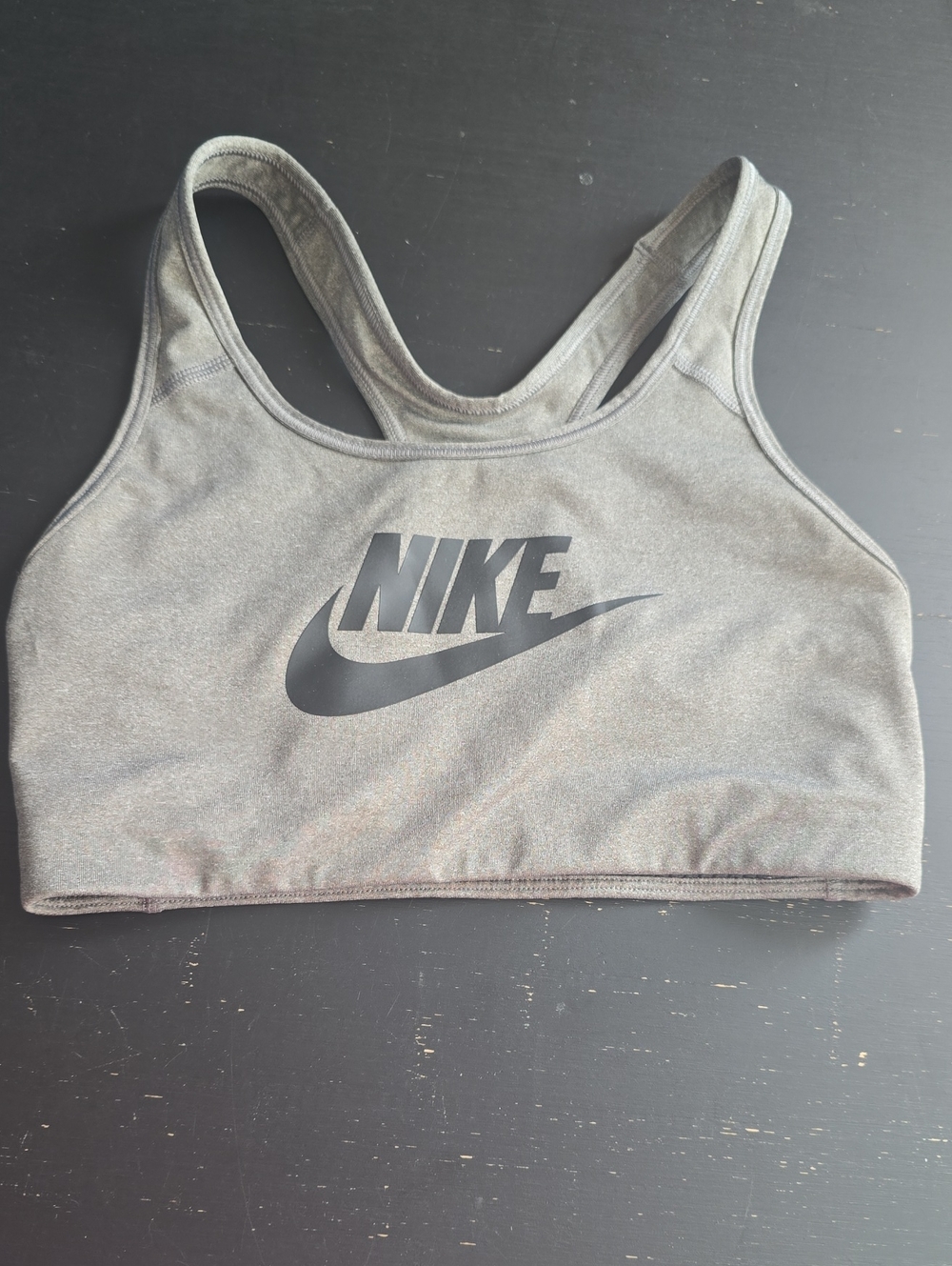 Nike Black & Gray Racerback Sports Bra with Swoosh